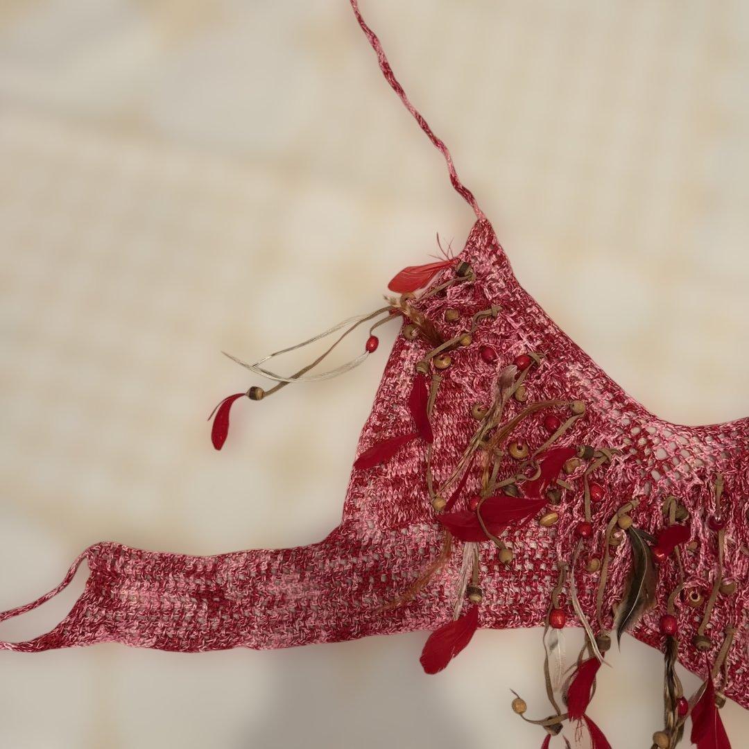 ANNASUI 赤 ボヘミアンスタイルキャミソール