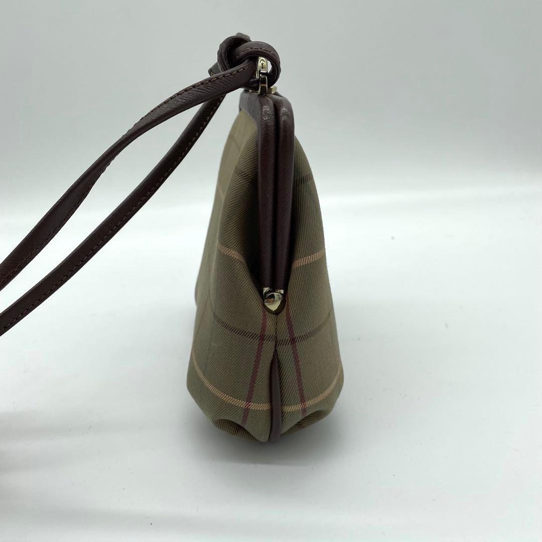 【極美品】バーバリー　ショルダーバッグ　がま口　ホースロゴ　キャンバス　玉虫色