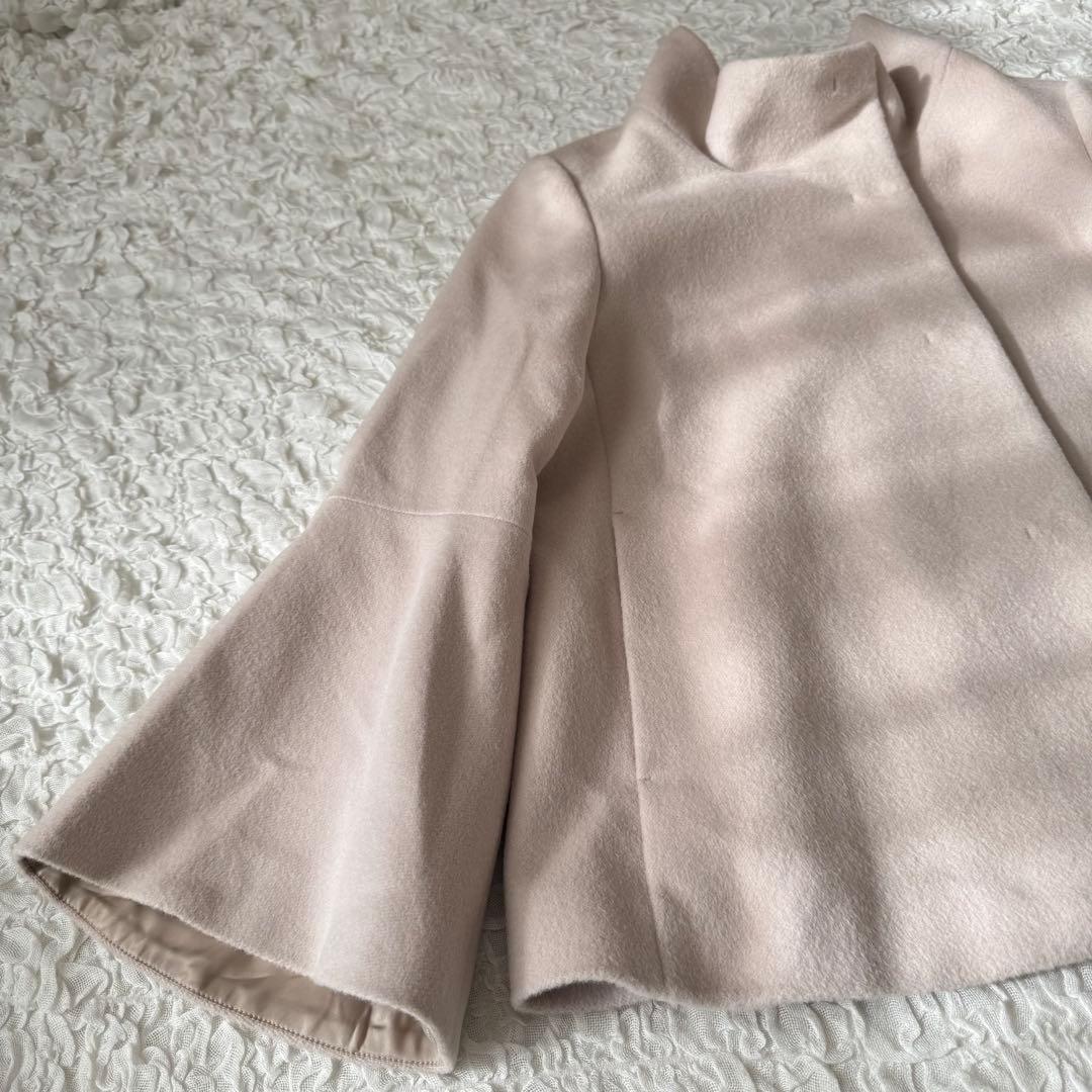 ANAYI アナイ アンゴラビーバー 袖フレアコート ピンク 38