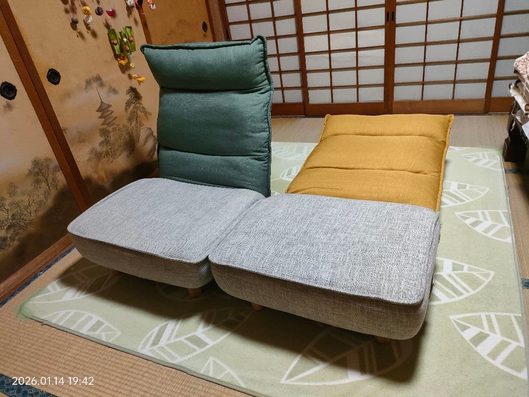 木脚付ソファ (コンフィ) リクライニングチェア　ハイバックソファ　直接引取希望