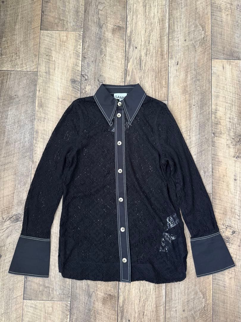GANNI ガニー コットン レース シャツ