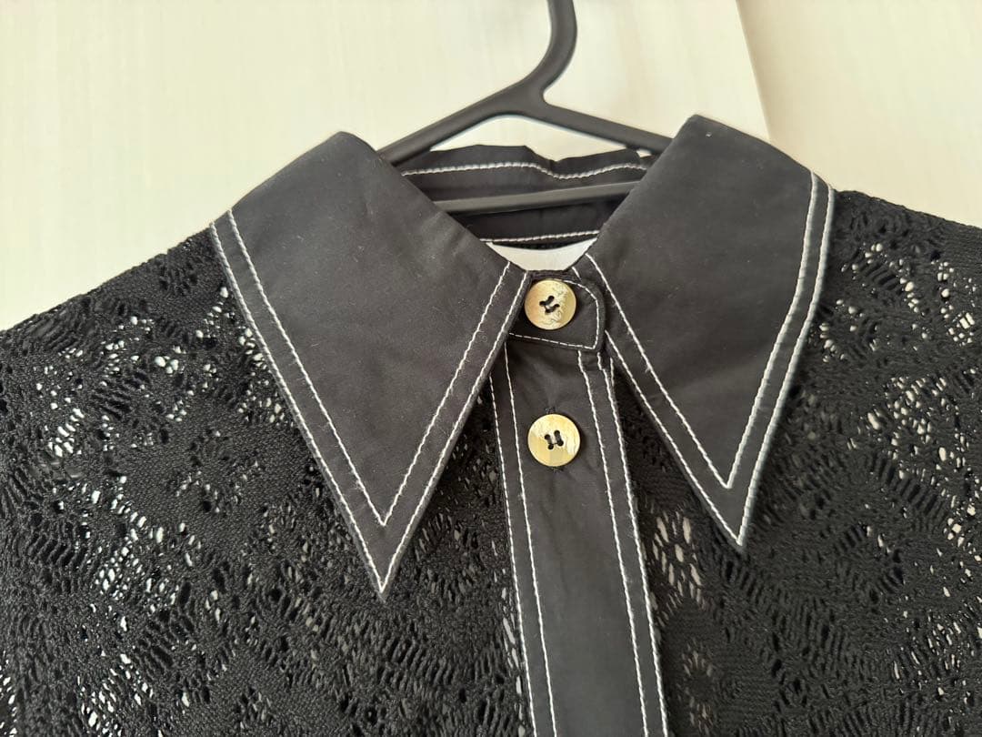 GANNI ガニー コットン レース シャツ