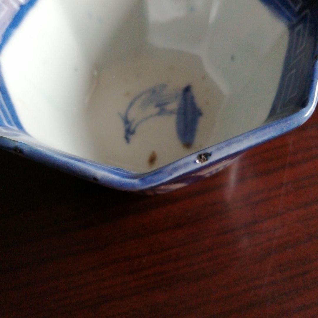 古伊万里　染付八角向付　9客　10cm　江戸中期（1700年代後半）