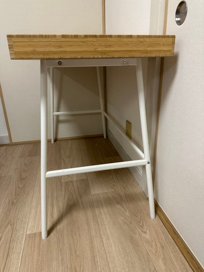 IKEA LILLÅSEN リルオーセン バンブーデスク ホワイト脚 3引き出し