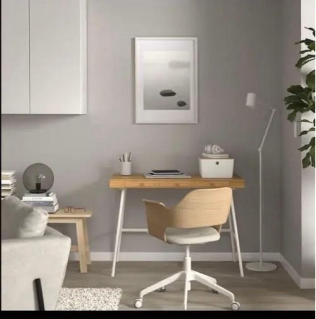 IKEA LILLÅSEN リルオーセン バンブーデスク ホワイト脚 3引き出し