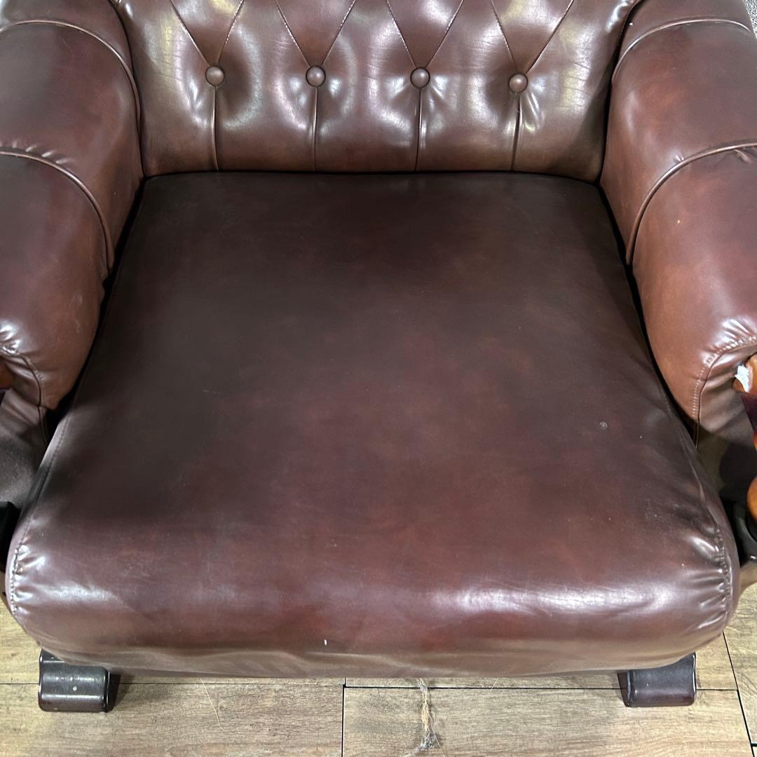 ꧁カリモク家具 karimoku꧂オールドカリモク 1Pレザーアームソファ