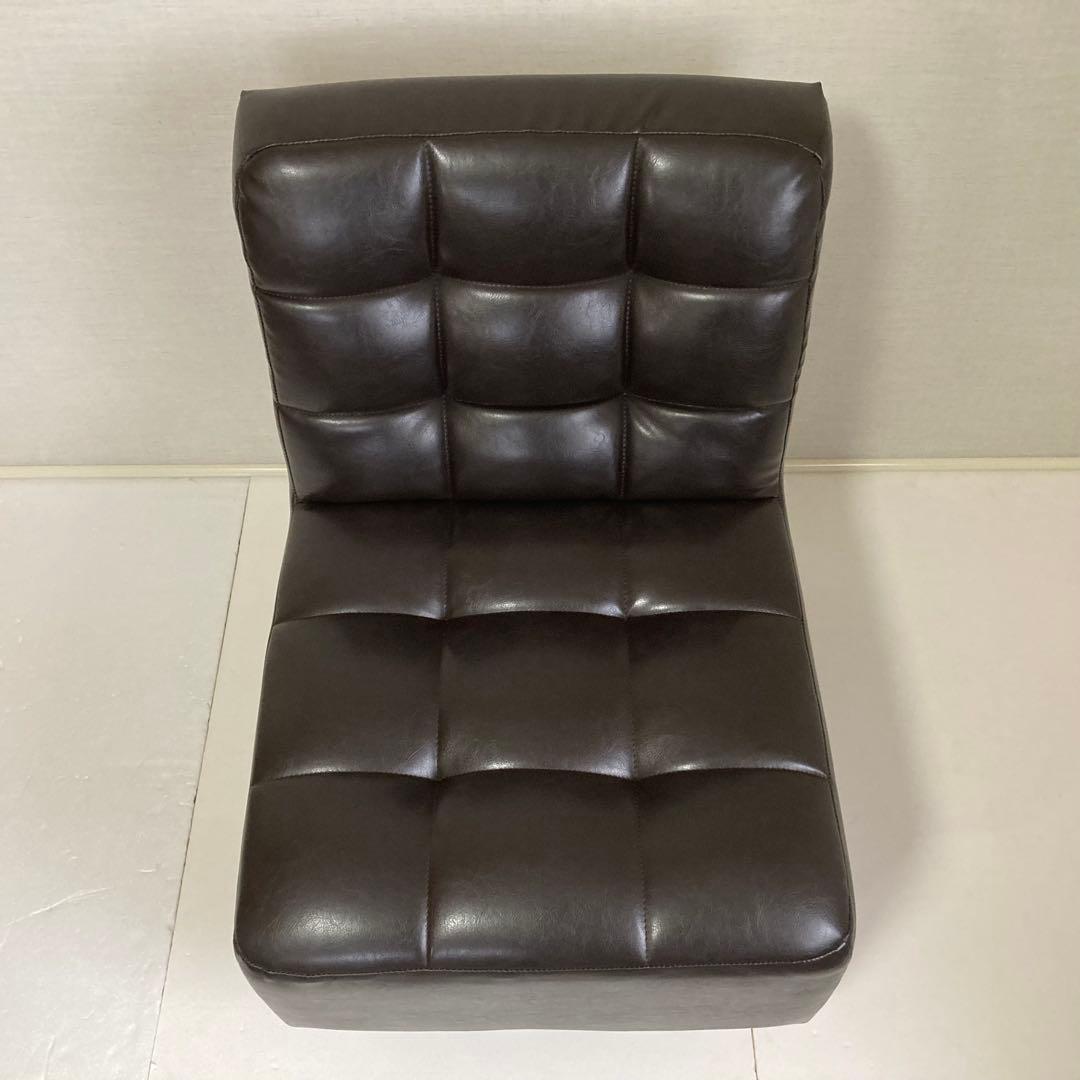 ソファ 椅子 ローチェア 1人掛け レザー調 木製 茶色 家具 レトロ風 美品