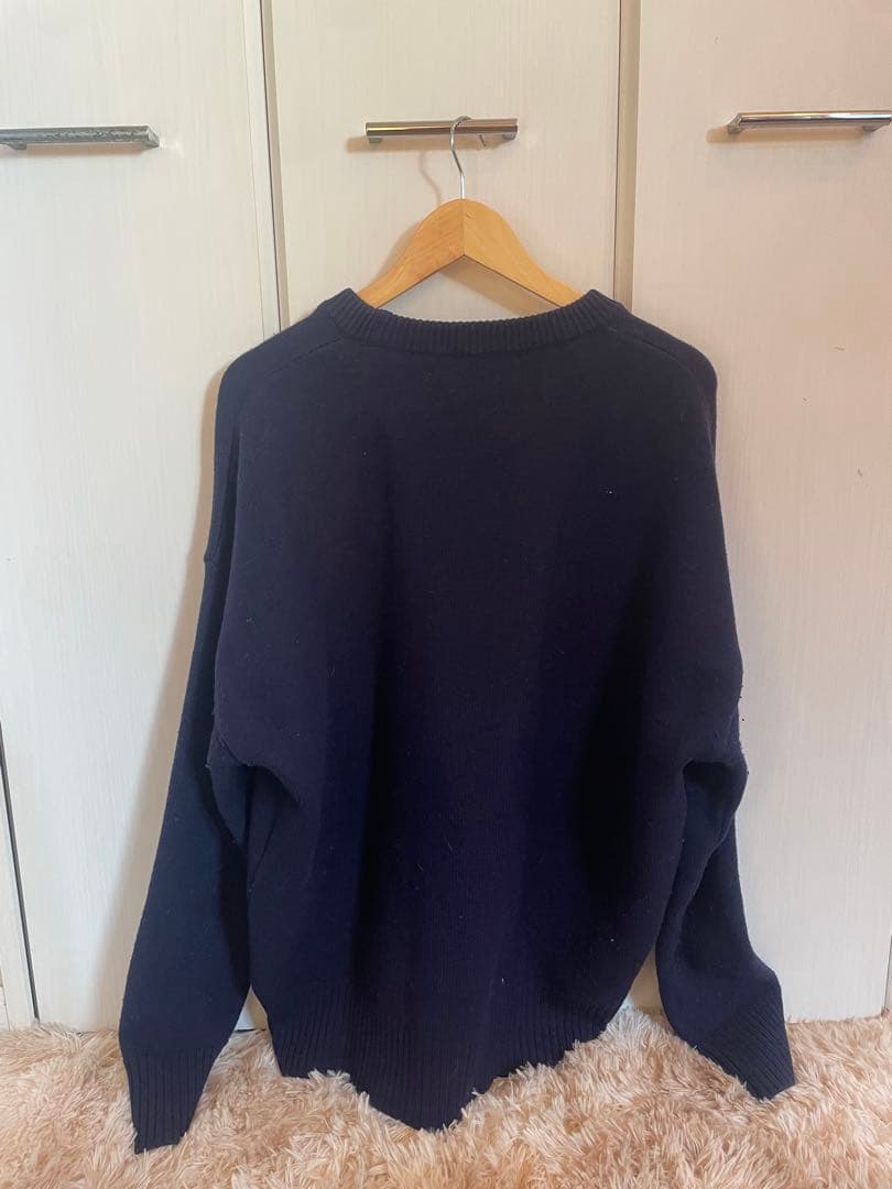 【美品】AMI PARIS アミパリス ニット セーター ネイビー×ホワイト