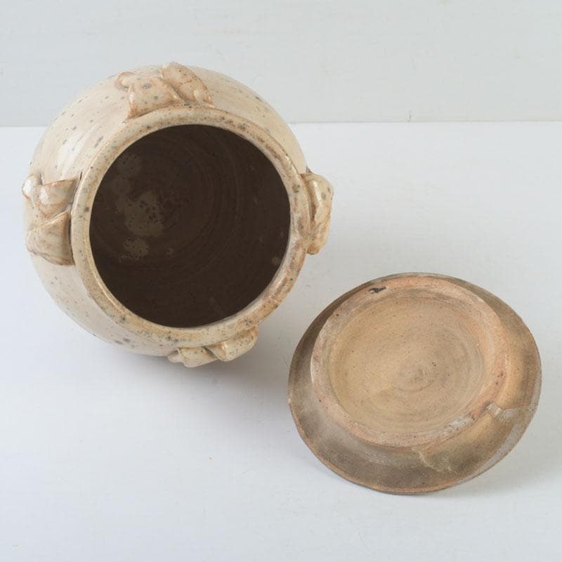 中国　磁州窯　鉄絵　花草文　高麗水指　共箱　V　9891A