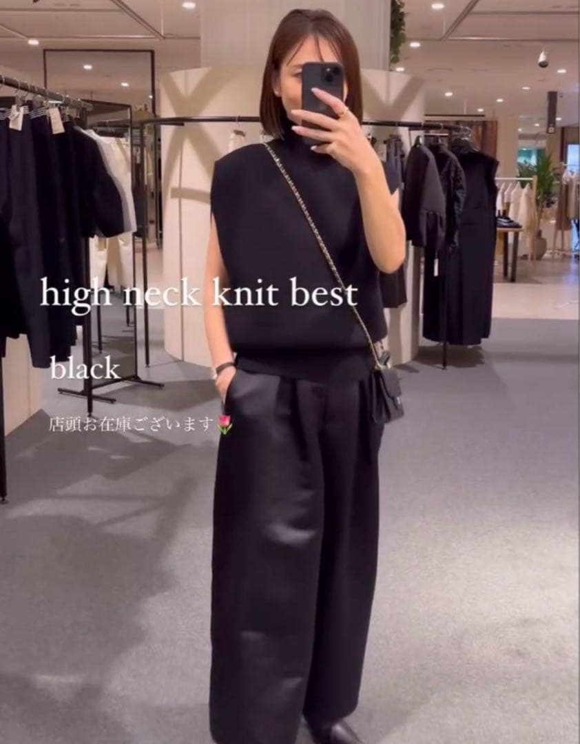 【専用】heve サテンフレアガウチョパンツ　ブラック　36