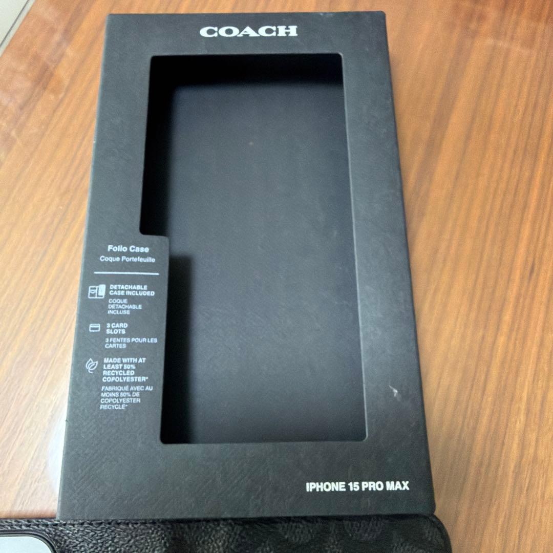 COACH iPhone 15 Pro Max 手帳型ケース ブラック