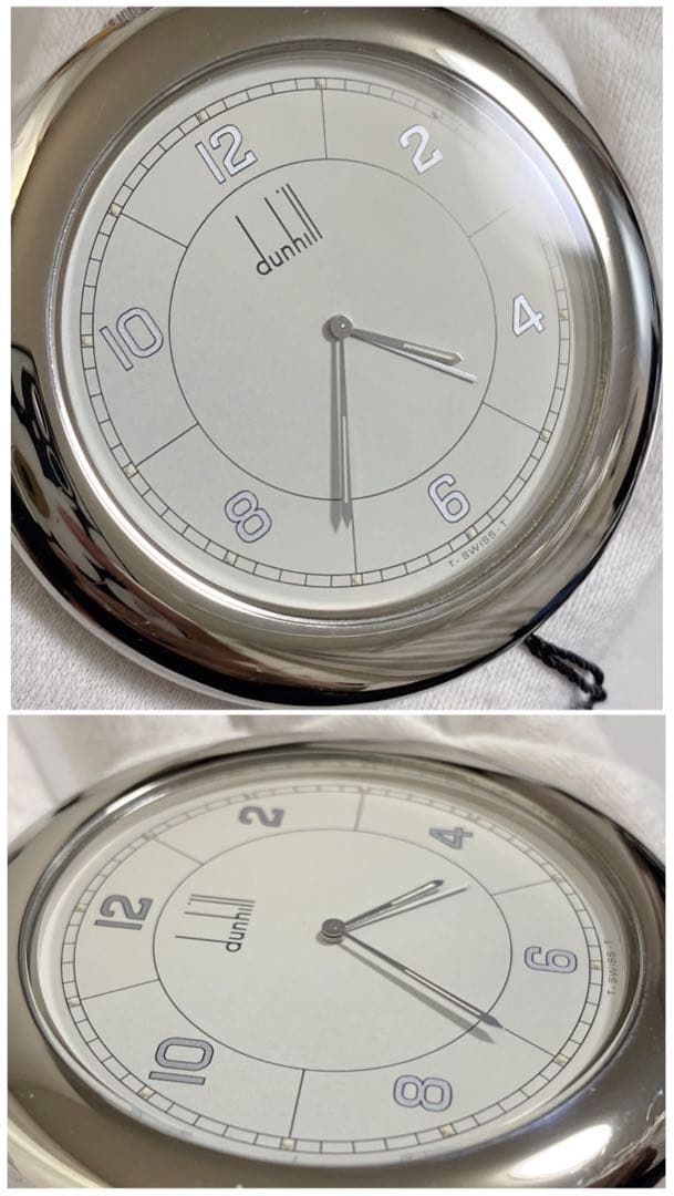 希少 dunhill ダンヒル 置時計 05.01222 ラウンド クォーツ