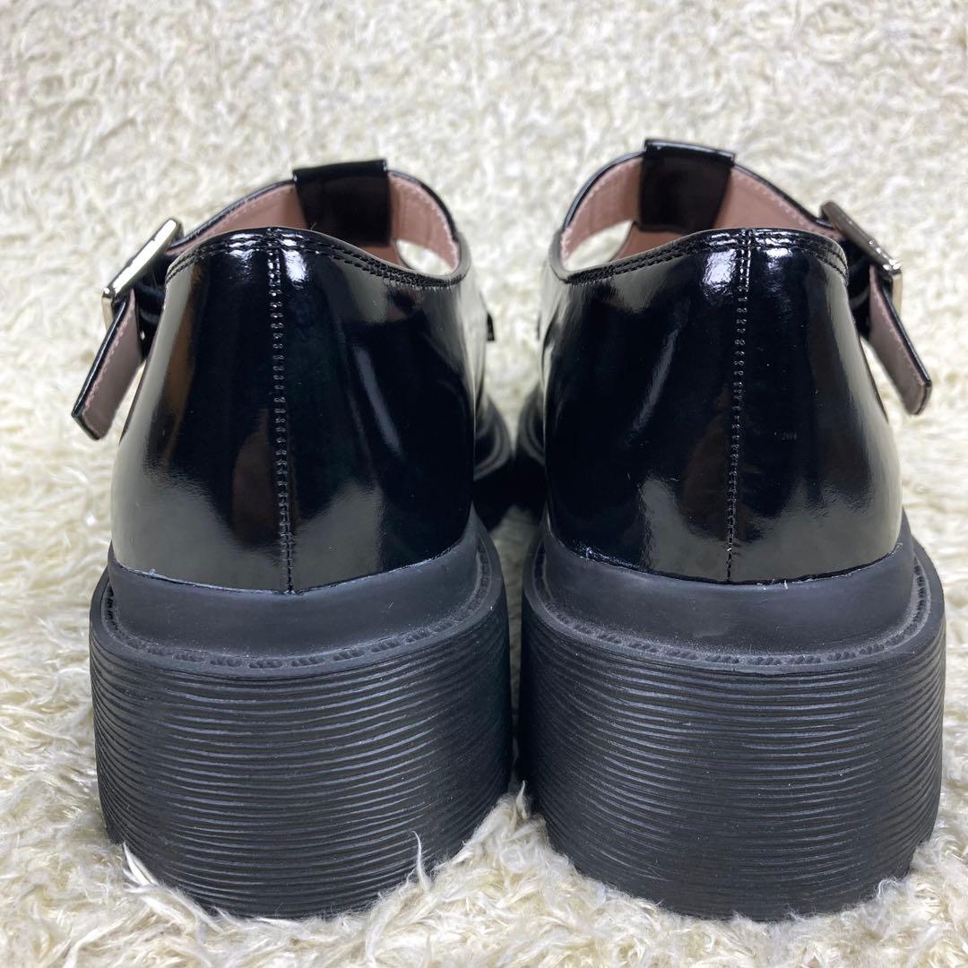 『未使用級』ランバンオンブルー Tストラップ ローファー 厚底　ブラック　24