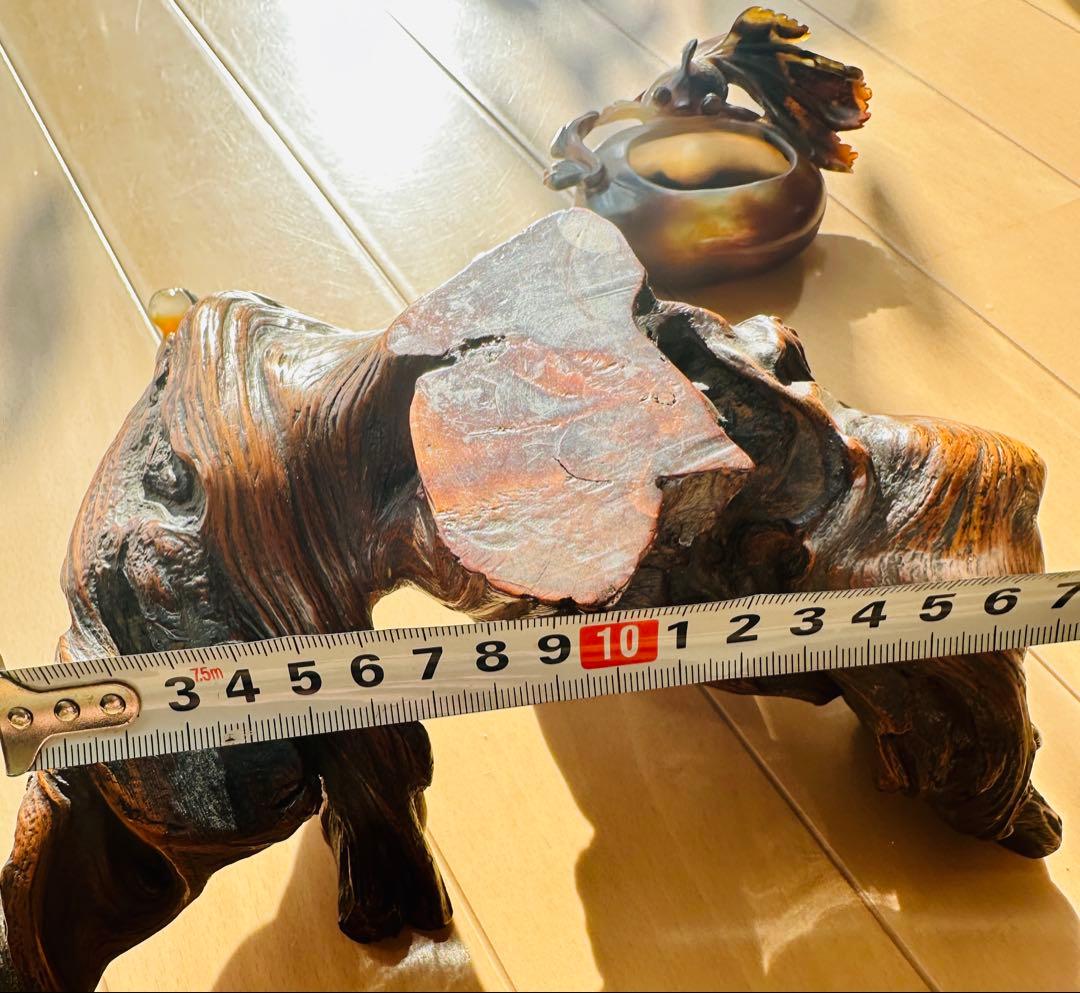 古董品 瑪瑙 刻 猿と金魚筆洗置物 木台 （ただです）旧家蔵出