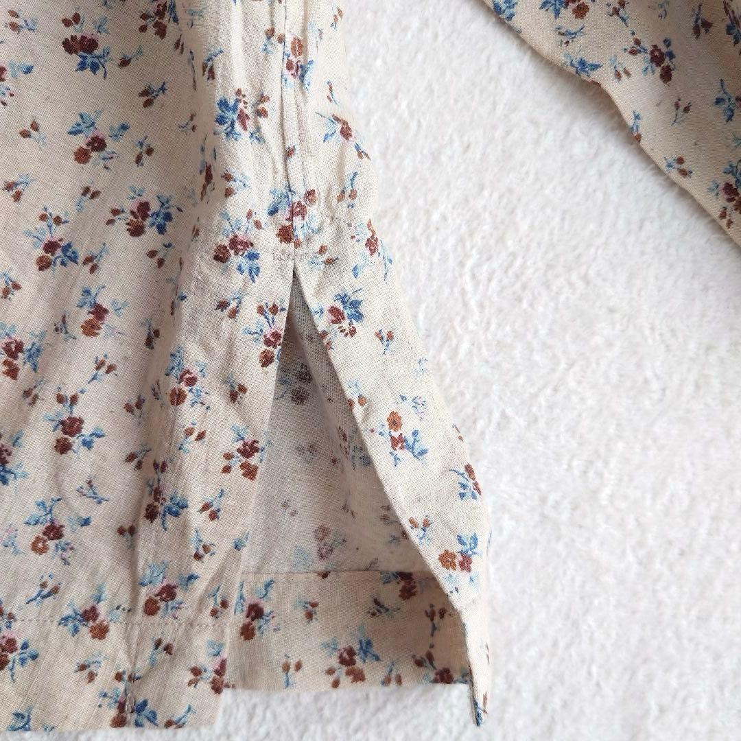 しい　45R インドカディ森花プリントのフリルブラウス 45rpm