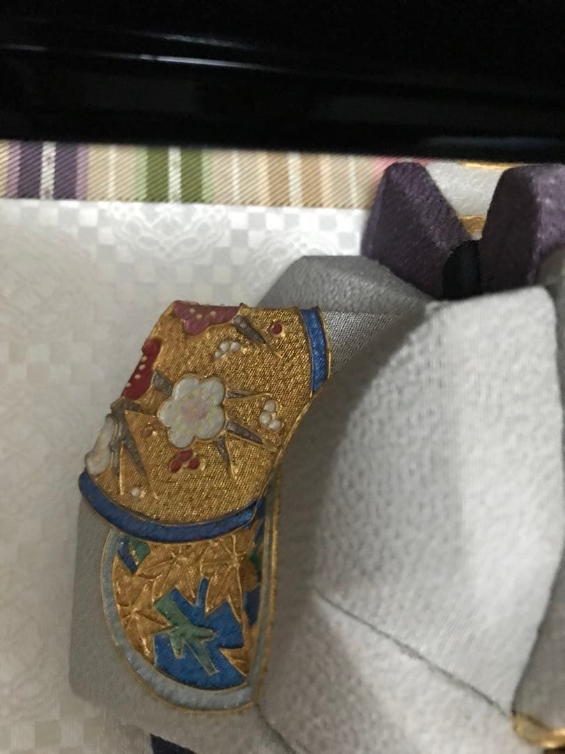 初代石川潤平 木目込　雛人形 鶴亀雛 本金蒔絵黒屏風