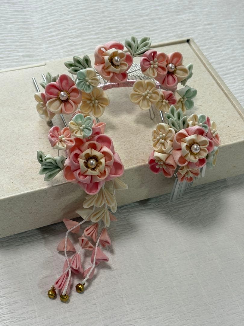 七五三に♡日本髪 髪飾り くすみカラー かんざしとかのこセット