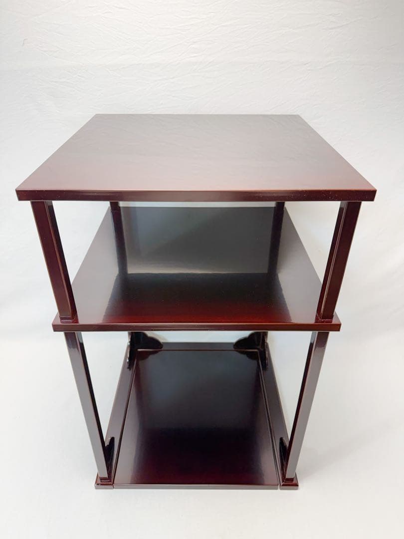 ほぼ未使用 茶道具 漆専堂造 溜塗 二重棚 茶棚 水指棚 共箱