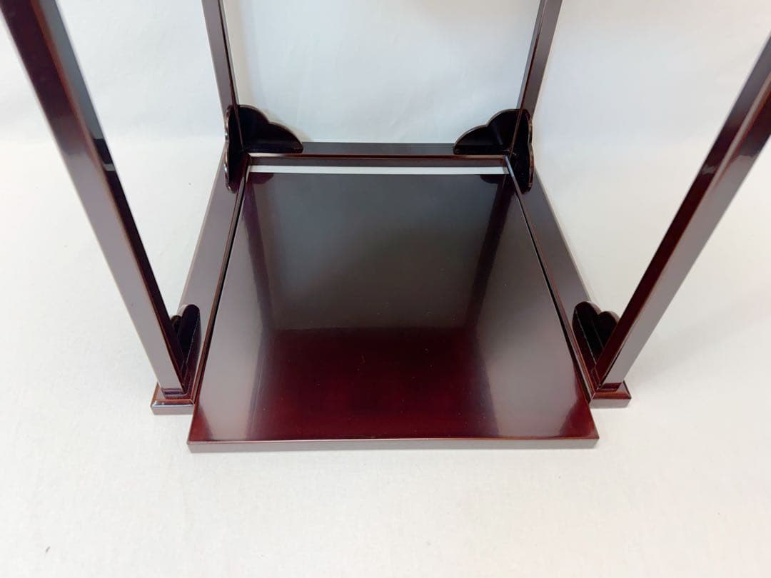 ほぼ未使用 茶道具 漆専堂造 溜塗 二重棚 茶棚 水指棚 共箱