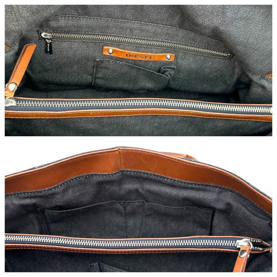 【大人気】DIESEL ディーゼル　デニム　トートバッグ　レザー　希少　美品