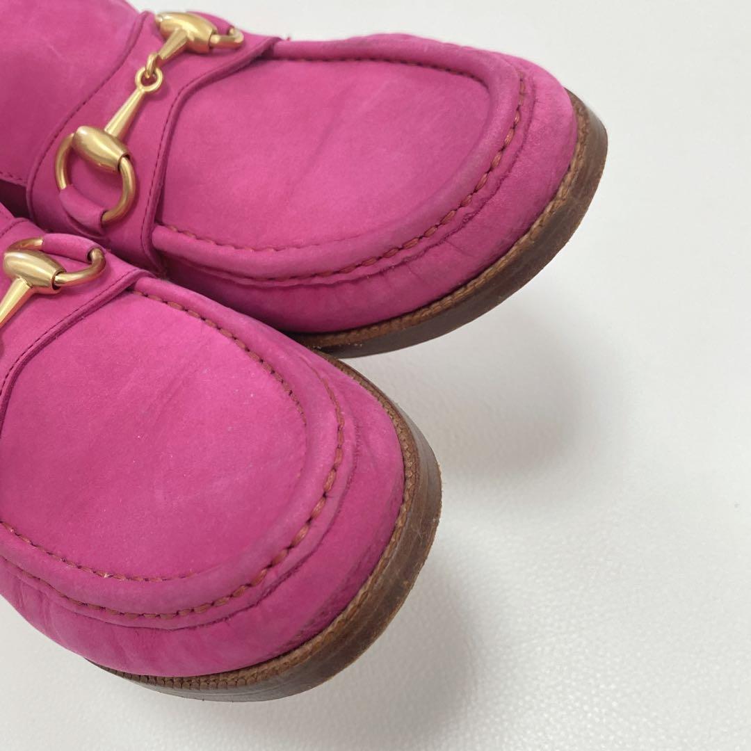希少 GUCCI チャッカブーツ ローファー ピンク 22.5 ホースビット