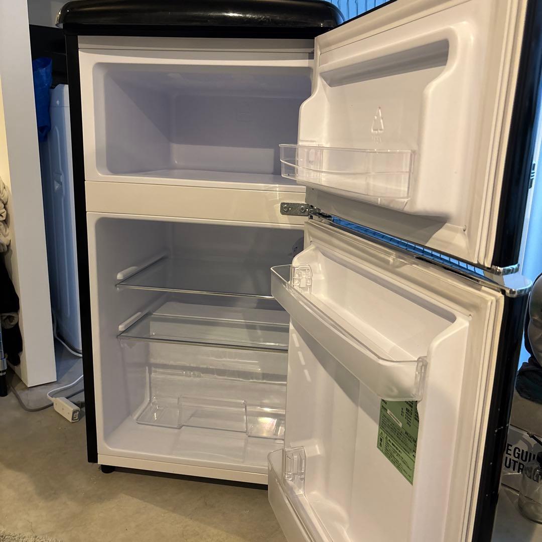 アイリスプラザ/レトロ冷蔵庫/ブラック/81L