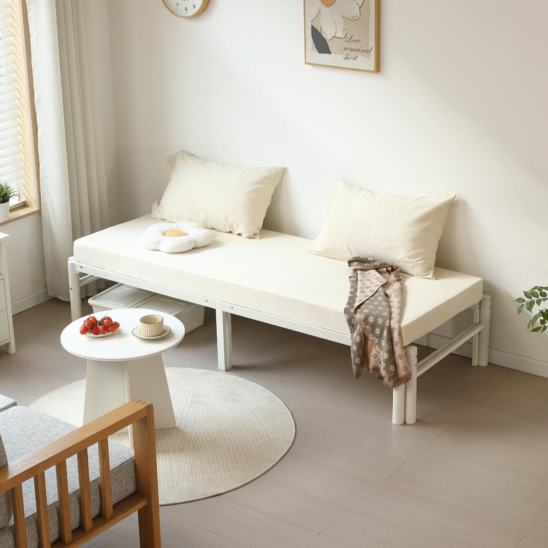 【ホワイト】ディベッド 伸長式ベッド シングル セミダブル 2way 伸縮 収納