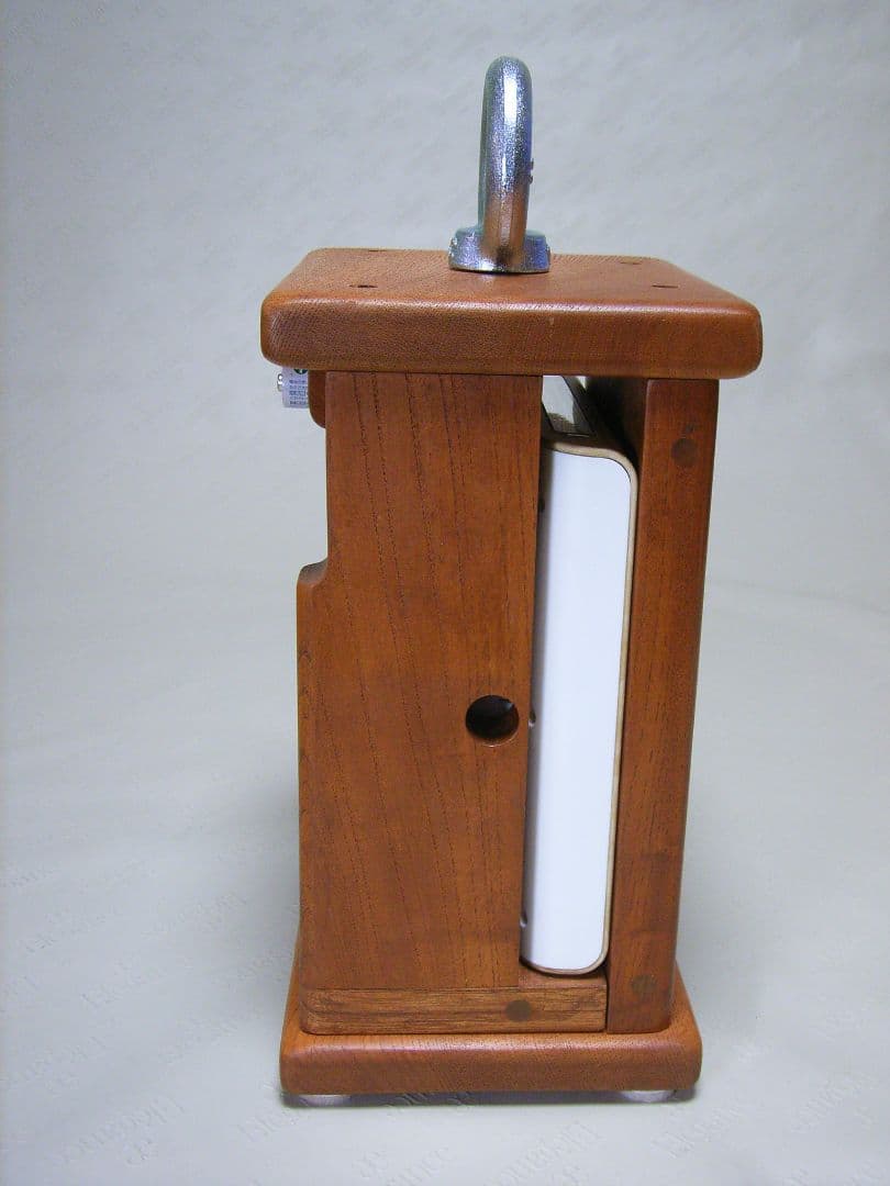 V014総欅板材M16アイボルト付電波目覚まし時計（カシオTQT−351NJ使用