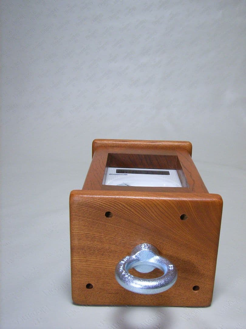 V014総欅板材M16アイボルト付電波目覚まし時計（カシオTQT−351NJ使用