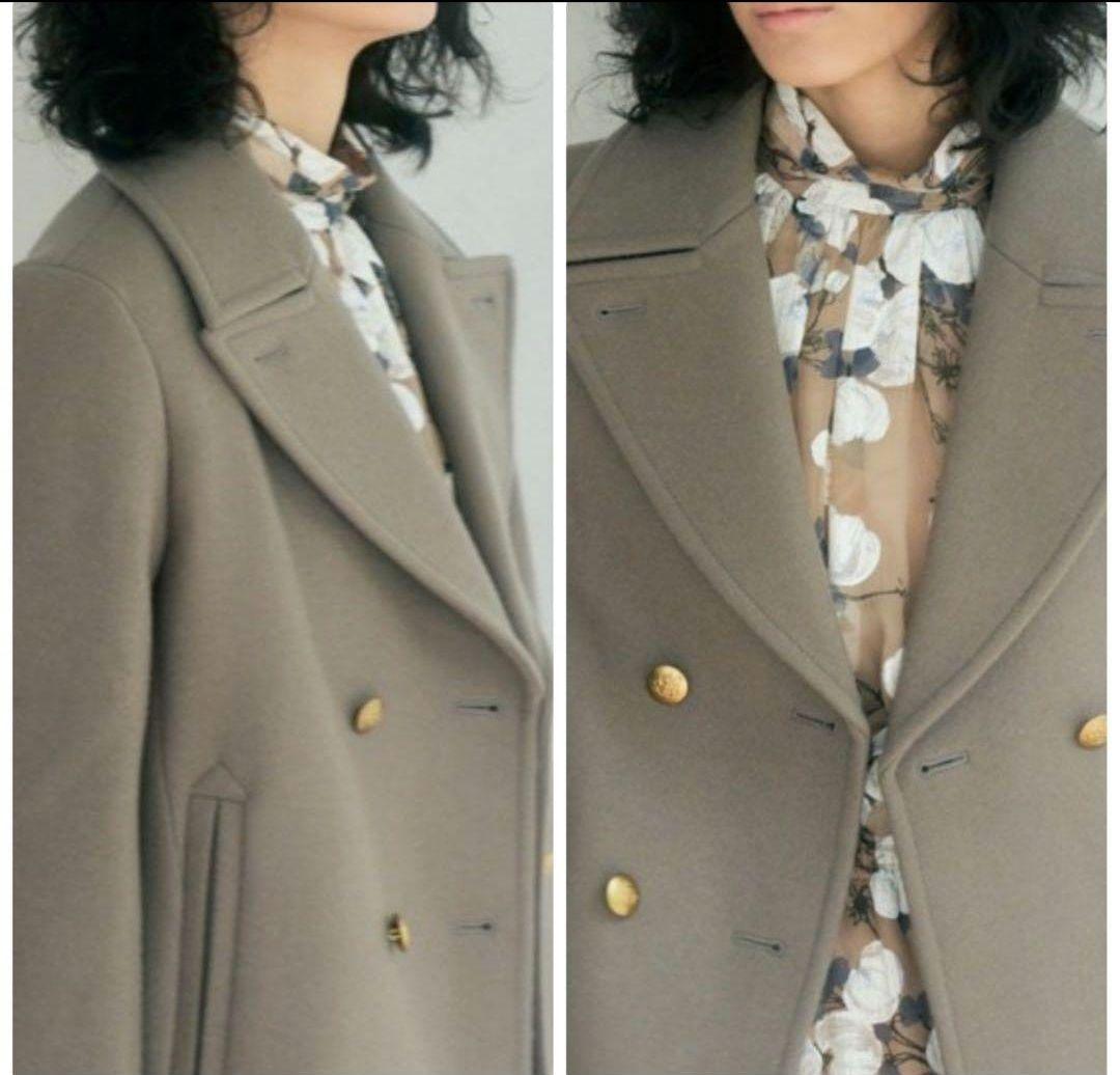 ✨美品✨21AW ANAYI スーパー１４０リバーメルトンPコート M 金ボタン