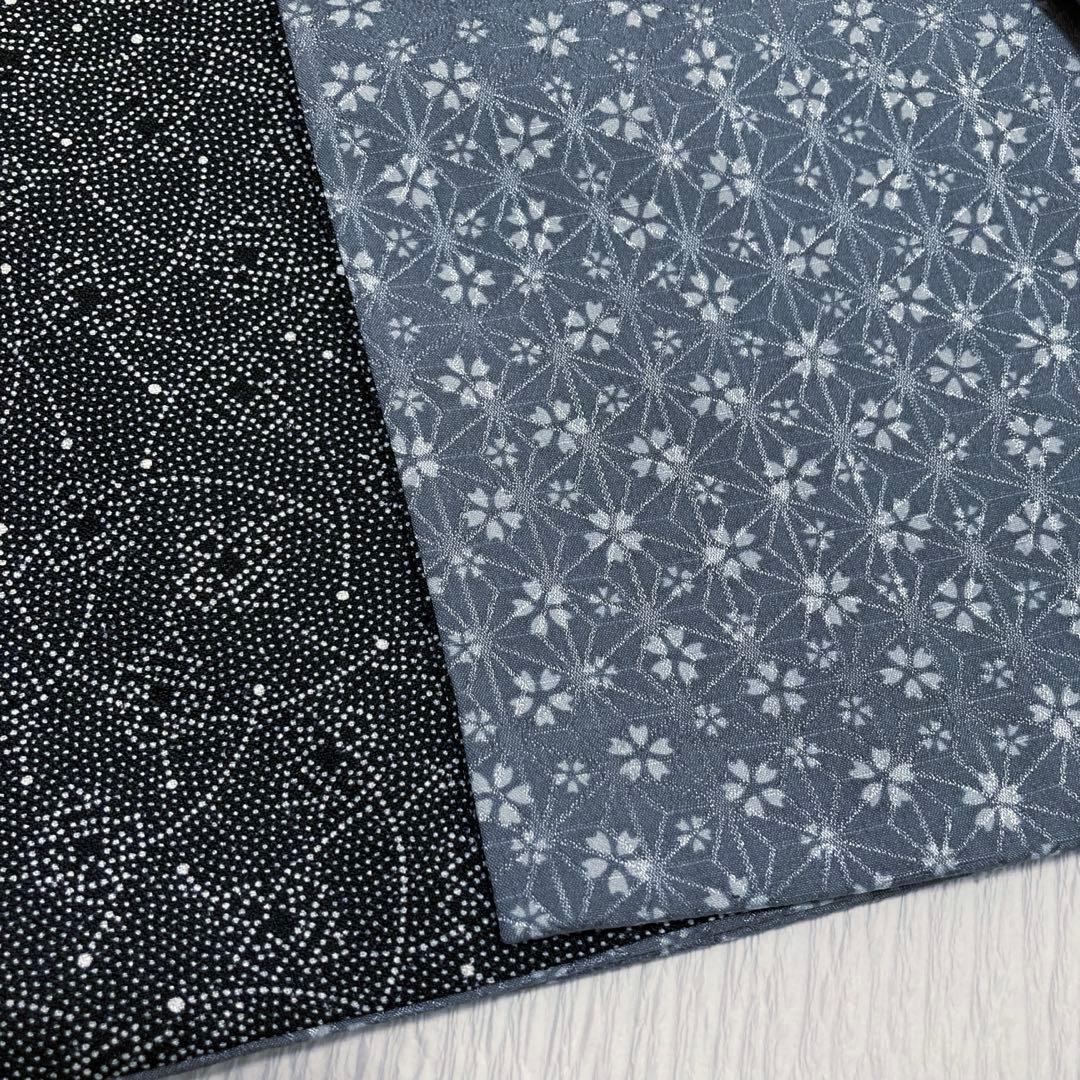 【美品✨】洗える着物　小紋　黒色　弥次郎兵衛文様　トールサイズ　小桜柄　袷　G1