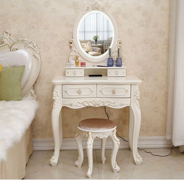 調節可LEDミラースツール シルバー ゴールド