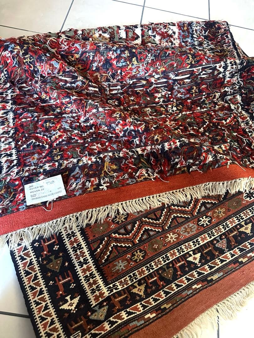 190×109 ヴィンテージラグ　手織　キリムラグ