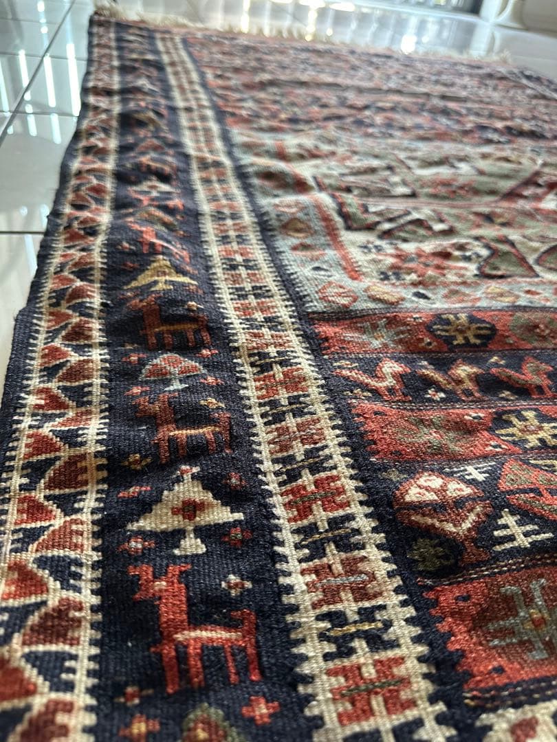 190×109 ヴィンテージラグ　手織　キリムラグ