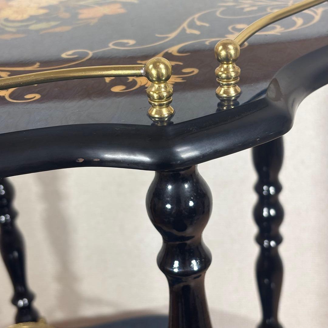 イタリア製 象嵌細工 サービスワゴン キッチンワゴン ワインテーブル ブルー