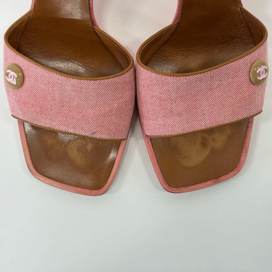 CHANEL ピンク キャンバス ミュール