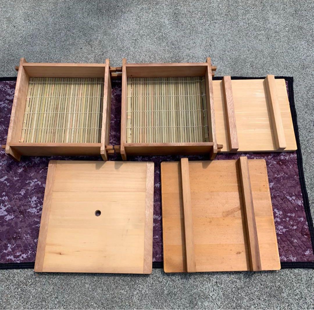 【テクニトロン】2段角型　せいろ　大型　木製　蒸篭　蒸し器