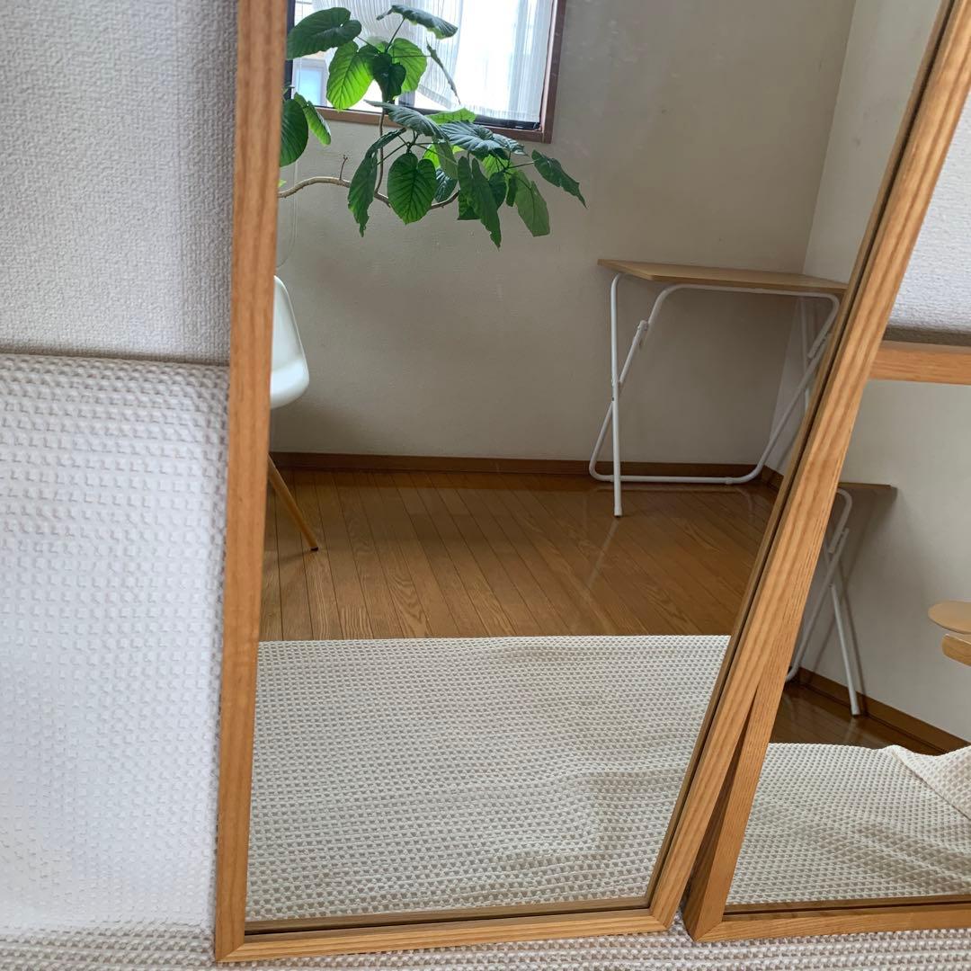 「無印」　鏡　 2個セット　まとめ売り　タモ材　縦横可