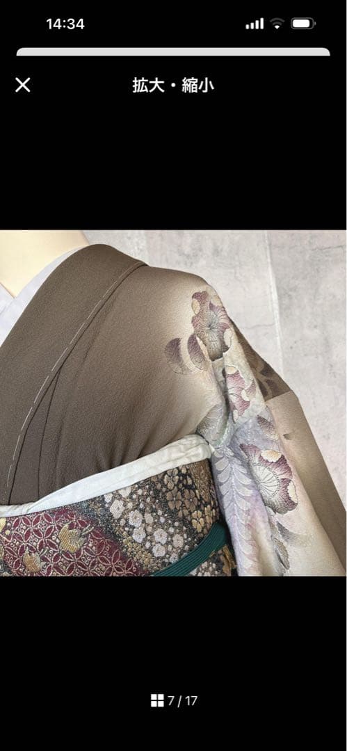 訪問着フルセット　未使用　辻ヶ花　着物　正絹　ブラウン