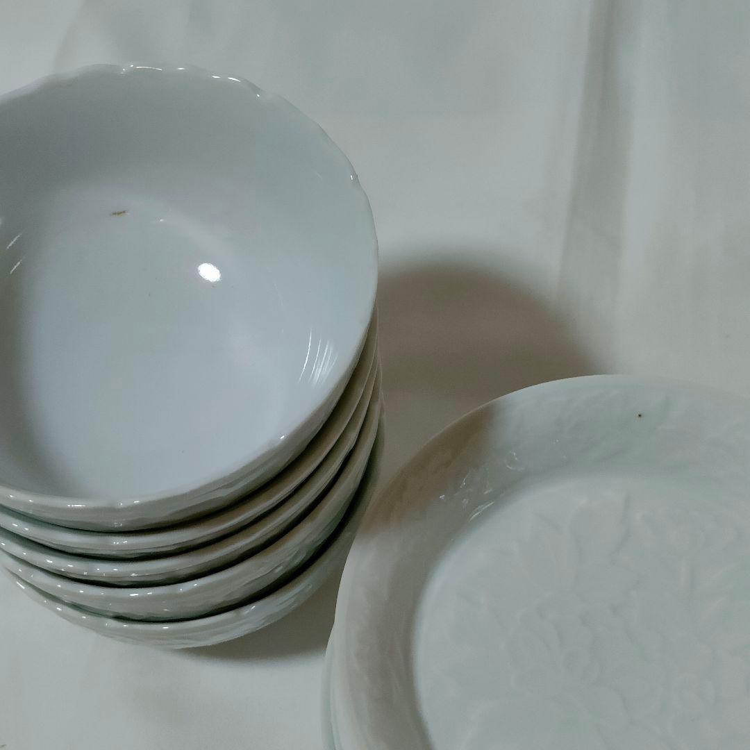 【新品】有田焼 西山窯 白磁 牡丹 皿・小鉢揃 各5客 2箱 全20個 木箱付