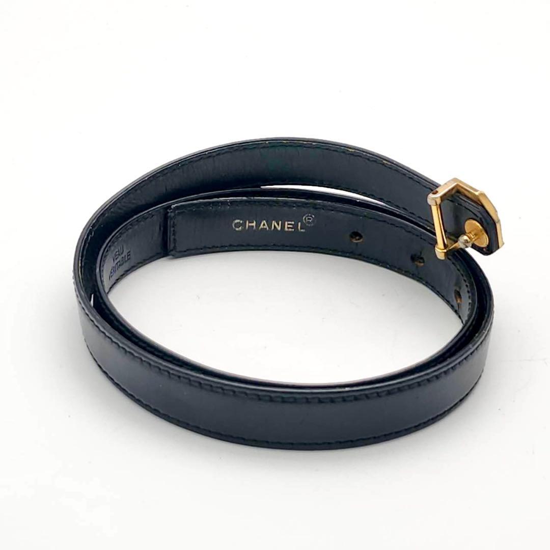 シャネル ココマーク　ベルト　ブラック　レザー　ゴールド　シルバー　レディース