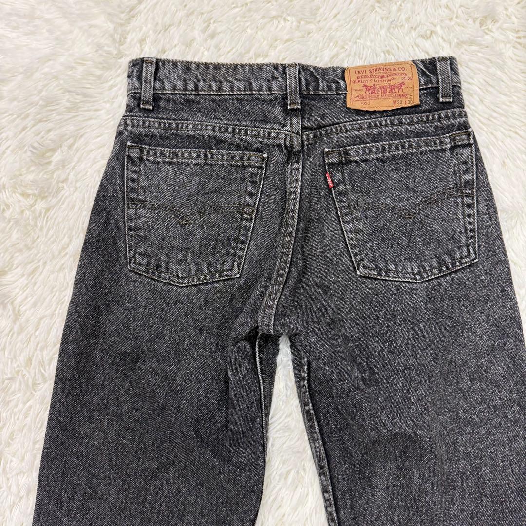 USA製✨リーバイス 505 先染めブラック 赤文字 ハチナナ ナイロンフット