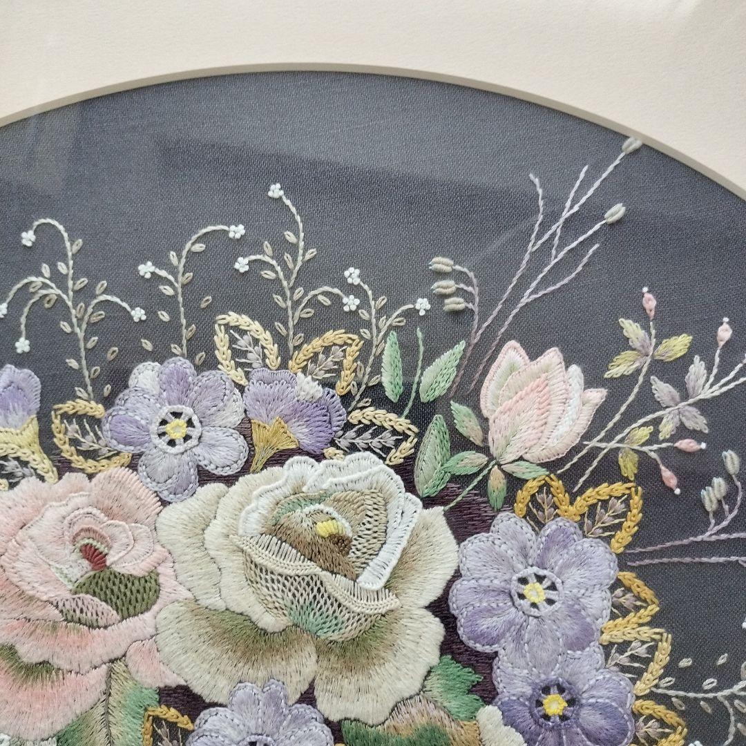 戸塚刺繍　薔薇の花束　額縁　ハンドメイド