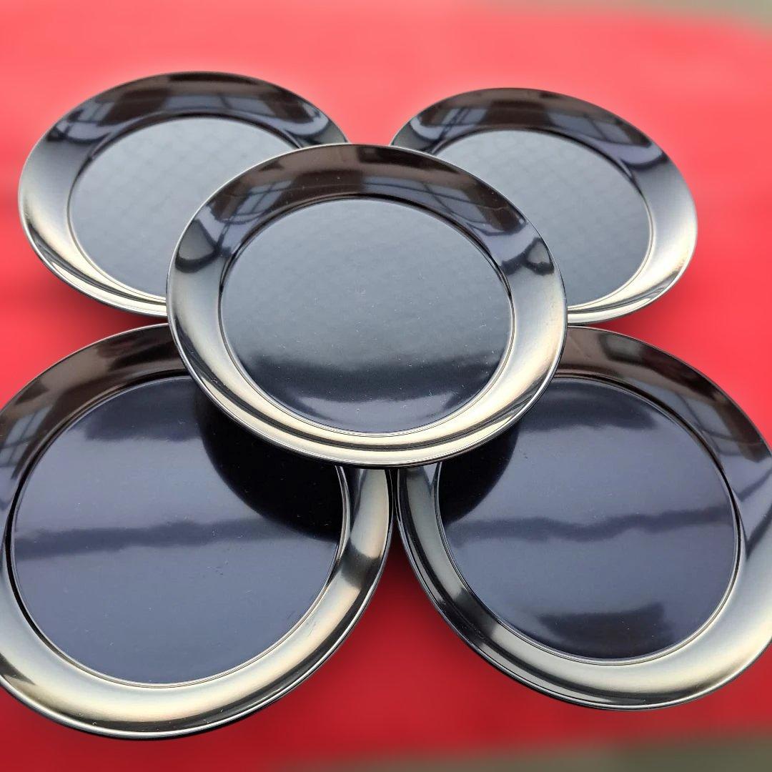 【京都平安　象彦　楪子×5客】天然木製　黒色　長期保管品