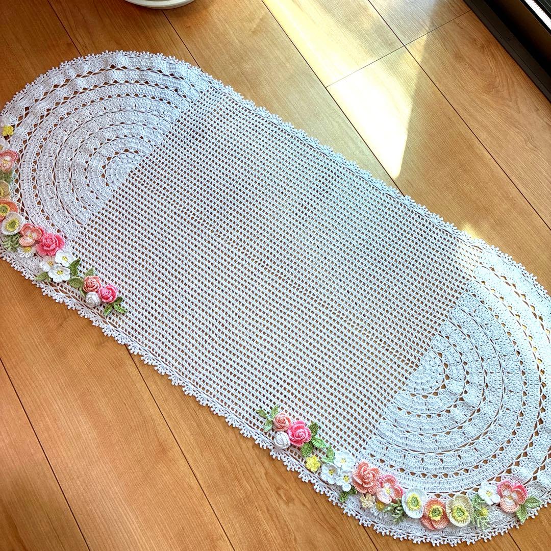 【74】☆*.ミリ.*☆専用　ハンドメイドレース編み　楕円の大きめのドイリー