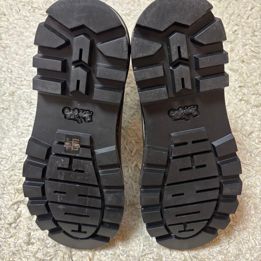 美品　コーチ　レディースレインブーツ　シグネチャー　黒