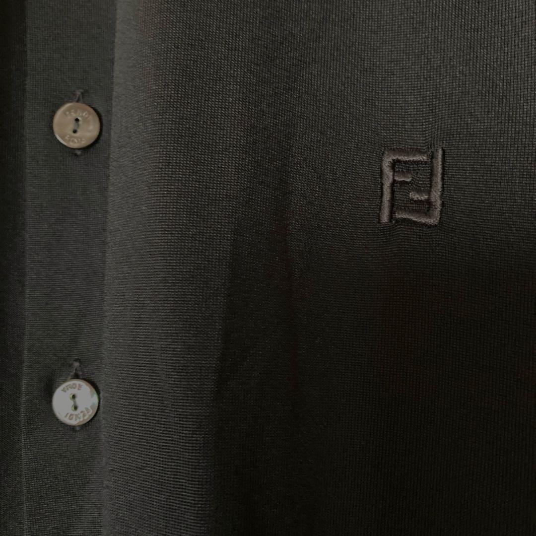 FENDIブラック 長袖シルクシャツ フェンディ