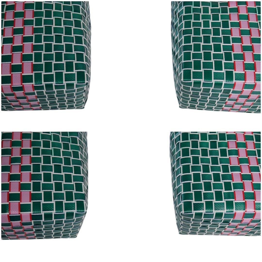 未使用級 マルニ マーケット フラワーカフェ マイクロ かごバッグ グリーン