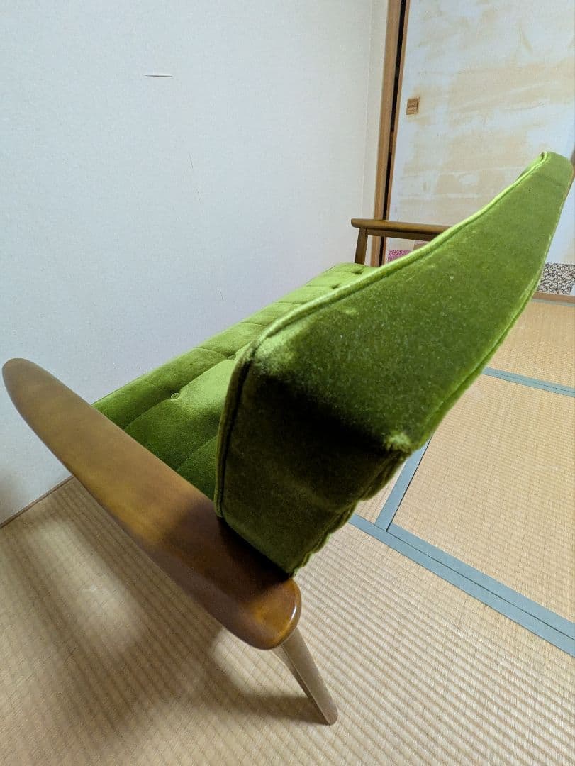 カリモク60　 Kチェア　2シーター　モケットグリーン