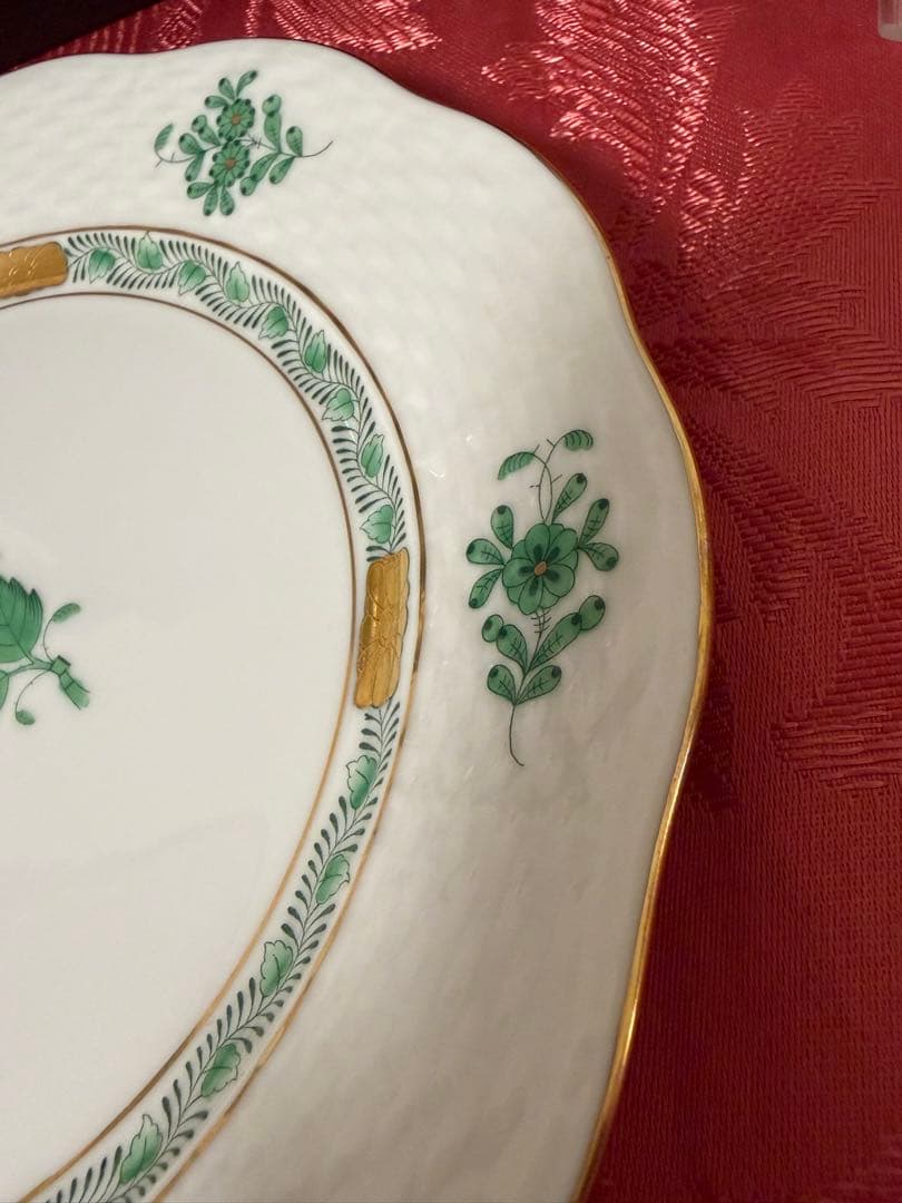 未使用保管品　ヘレンド　アポニーグリーン19cm　デザートプレート2枚